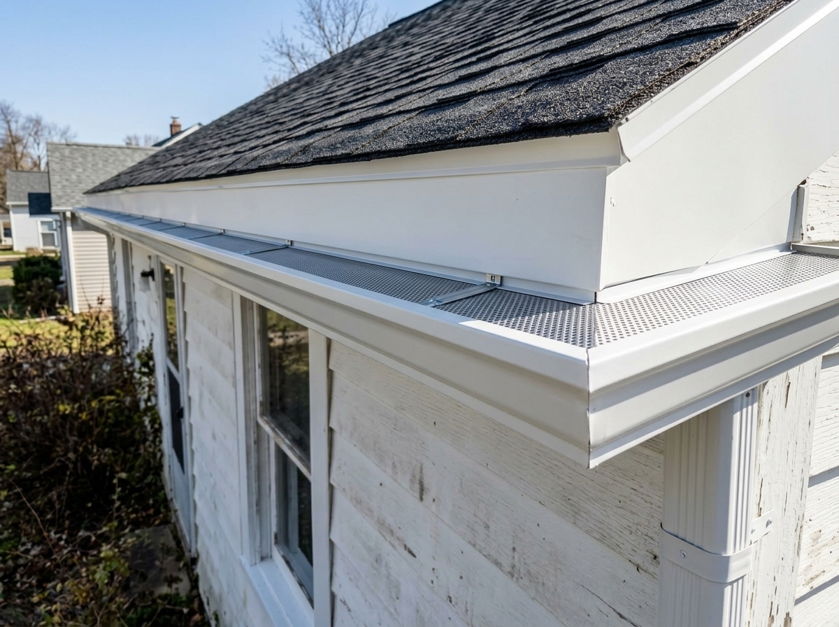 After: new seamless white gutters in Cheshire, CT